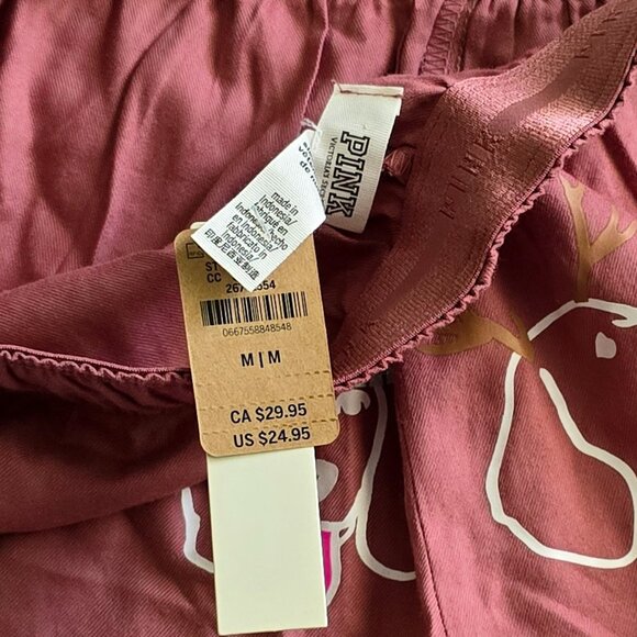 NWT VS PINK M Boxy Pajama Shorts Pink with puppies - Picture 3 of 3
